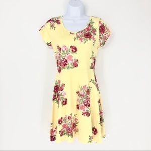 Marci Large Yellow Short Sleeved Floral Midi Dress